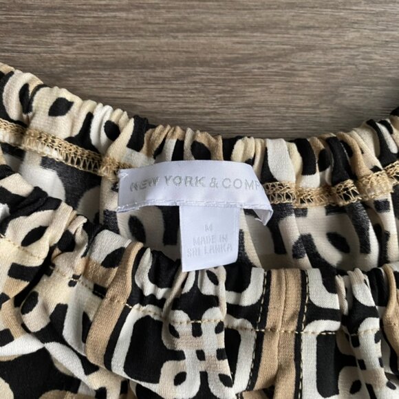 New York & Company Neutral Geometric Mini Dress with Key-Hole Neckline Detail - Picture 4 of 11